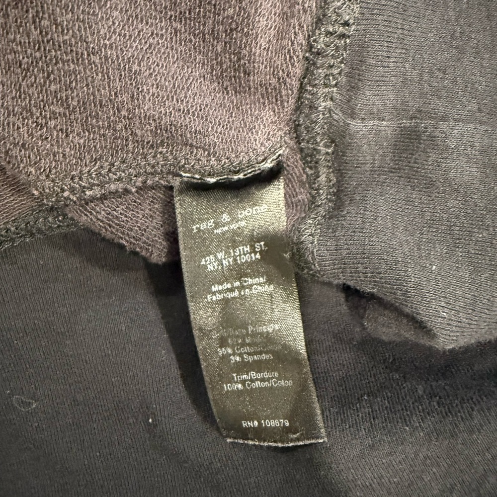 Rag & Bone Jean V-Neck Black Sweatshirt Medium - Picture 2 of 4